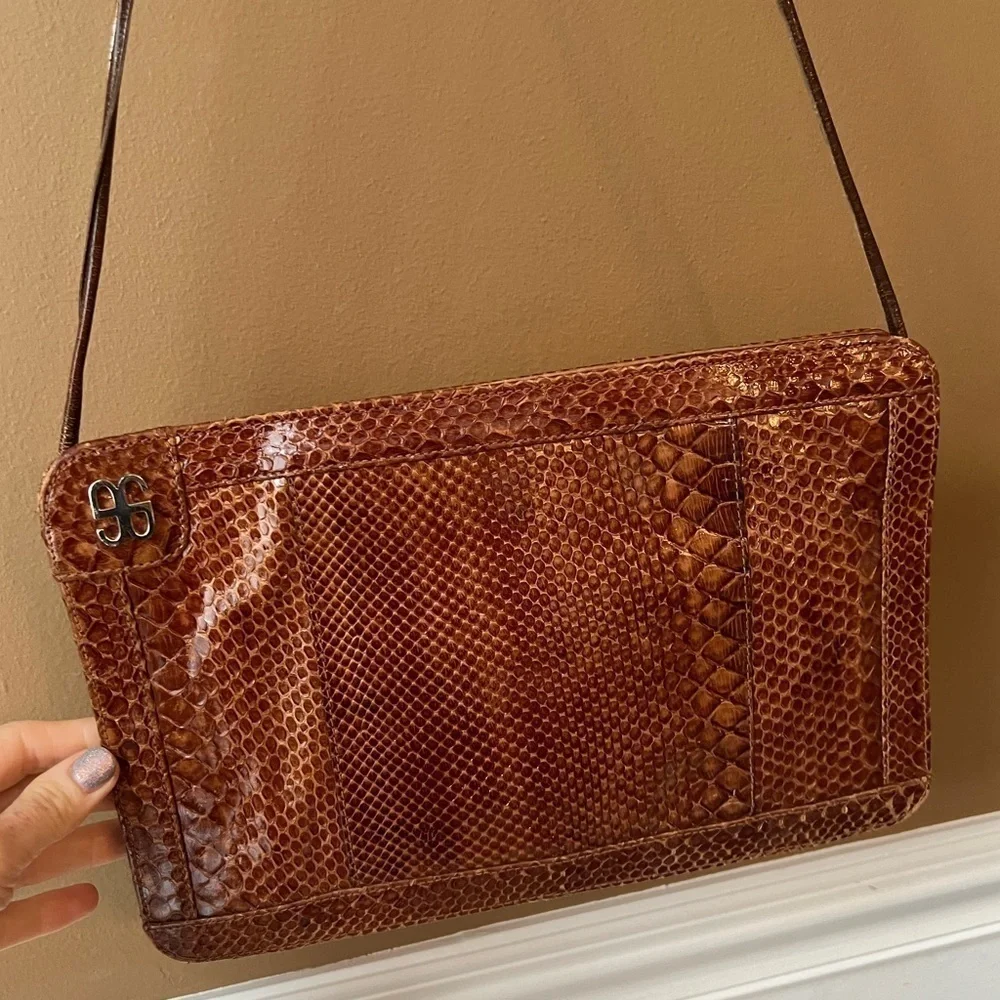 Women’s Brown Snakeskin Envelope Shoulder Purse